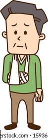 Mature man with broken hand