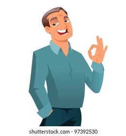 mature man doing ok sign