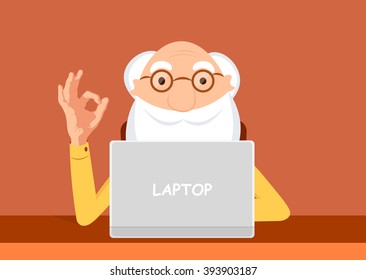 Mature man with laptop