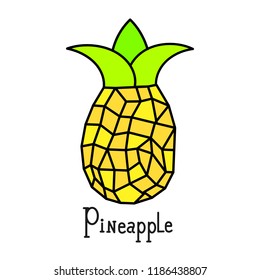 Mature pineapple yellow . Vector illustration. On white background. Design for web banner, label, card, poster