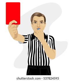 Mature Referee Showing Red Card Warning Stock Vector (Royalty Free ...