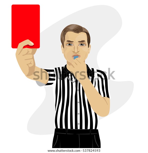 Mature Referee Showing Red Card Warning Stock Vector Royalty Free 537824593