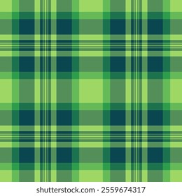 Mature seamless textile vector, handmade pattern texture background. Flannel tartan check fabric plaid in green and cyan colors palette.