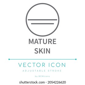 Icono de la línea de piel madura. Símbolo vector de cosméticos de productos de cuidado de la piel.