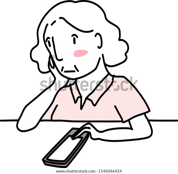 Mature Woman Resting Chin On Hand Stock Vector Royalty Free 1546066424