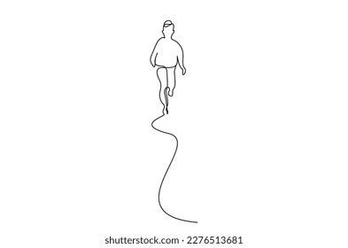 mature woman walking away outside