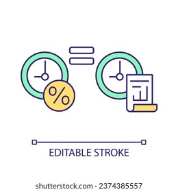 Maturity matching strategy RGB color icon. Equal time. Dividends and assets. Financial management. Isolated vector illustration. Simple filled line drawing. Editable stroke. Arial font used