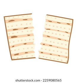 Matzah or matzo, unleavened bread for Pesach, Jewish holiday of Passover, isolated on white background, design element