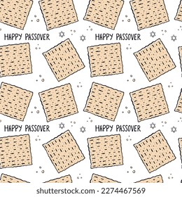 Matzah - unleavened bread for the holiday of the Jewish Passover. Happy Passover. Seamless pattern. Vector