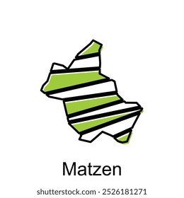 Matzen Karte flache Symbolgrafik, Vektorgrafik von Österreich mit Vorlage für geometrische Streifenfarbsymbole