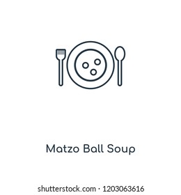 Matzo Ball Soup concept line icon. Linear Matzo Ball Soup concept outline symbol design. This simple element illustration can be used for web and mobile UI/UX.