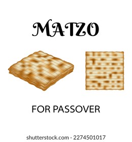 Matzo bread, an important symbol of the Jewish holiday of Passover, representing the haste and exodus of the Israelites from Egypt. Unleavened bread design. Vector.