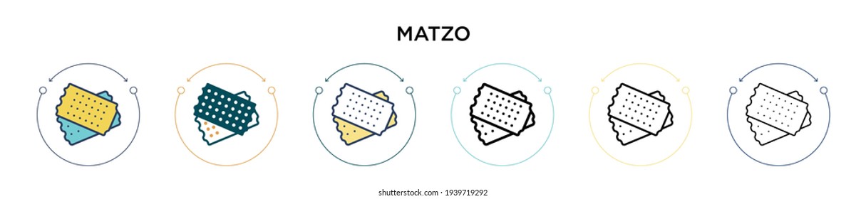 Matzo icon in filled, thin line, outline and stroke style. Vector illustration of two colored and black matzo vector icons designs can be used for mobile, ui, web