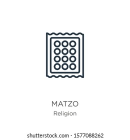 Matzo icon. Thin linear matzo outline icon isolated on white background from religion collection. Line vector sign, symbol for web and mobile