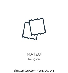 Matzo icon. Thin linear matzo outline icon isolated on white background from religion collection. Line vector sign, symbol for web and mobile
