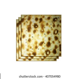Matzo. Matsa. Passover matzah. Feast of Passover. The Jewish Passover. Vector illustration on isolated background.