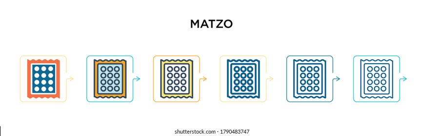 Matzo vector icon in 6 different modern styles. Black, two colored matzo icons designed in filled, outline, line and stroke style. Vector illustration can be used for web, mobile, ui