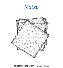 Matzo vector illustration. Hand drawn image. Jewish food