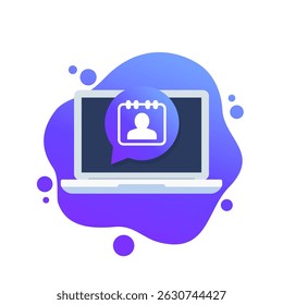 Ícone de vetor MAU, Usuários Ativos Mensais, calendário e laptop