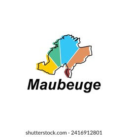 Maubeunge City of France map vector illustration, vector template with outline graphic sketch style isolated on white background