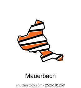 Ilustración plana del icono del mapa de Mauerbach, mapa del Vector de Austria con la Plantilla geométrica de los iconos del color de la tira