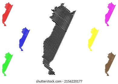 Maues municipality (Amazonas state, Municipalities of Brazil, Federative Republic of Brazil) map vector illustration, scribble sketch Maues map