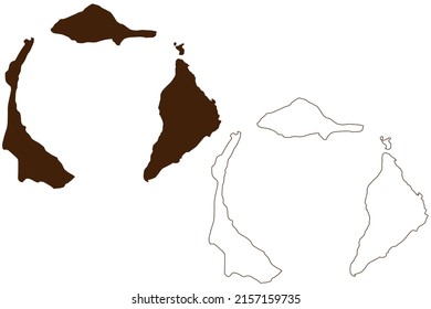 Maug or Ma'ok Islands (Commonwealth of the Northern Mariana Islands, Pacific Ocean, United States of America, USA) map vector illustration, scribble sketch North, East and West Maug map