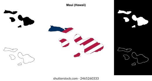 Maui County (Hawaii) outline map set