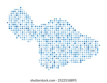 Mapa de puntos de Maui. Forma de estilo digital de isla. Imagen del Vector Maui. Puntos circulares azules en forma de isla. Ilustración vectorial artística.