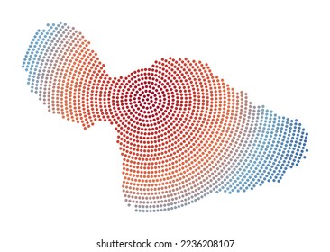 Maui dotted map. Digital style shape of Maui. Tech icon of the island with graduated dots. Neat vector illustration.