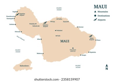 Maui Hawaii Island map USA