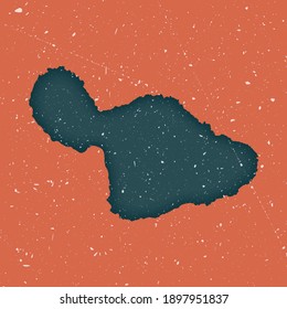 Carte vintage de Maui. Carte grunge de l'île à la texture en mauvais état. Affiche de Maui. Illustration vectorielle.