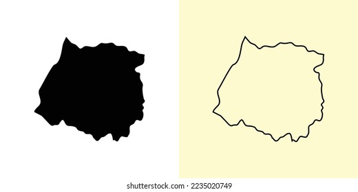 Maule map, Chile, Americas. Filled and outline map designs. Vector illustration