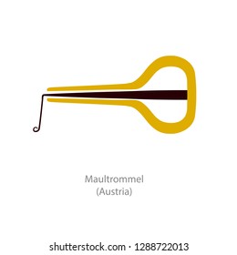 Maultrommel. Musical instrument from Austria. Vector flat illustration 