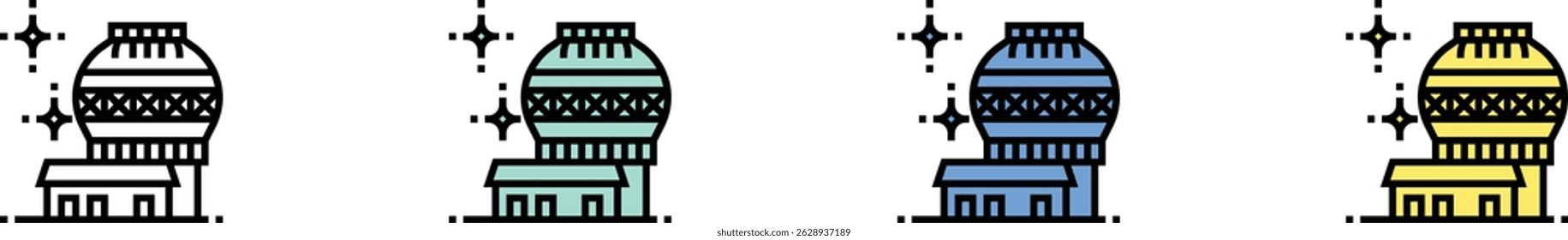 mauna kea icon. Outline, Green, Blue and Yellow Style Design Isolated On White Background
