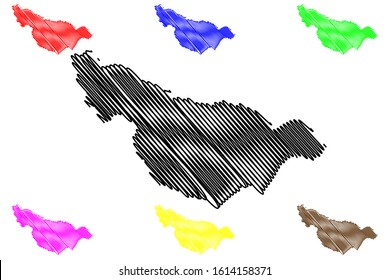 Maunabo municipality (Commonwealth of Puerto Rico, Porto Rico, PR, Unincorporated territories of the United States) map vector illustration, scribble sketch Maunabo map