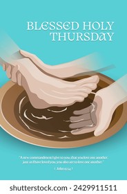 Maundy Thursday, Good or Holy Thursday with washing of the feet vector illustration