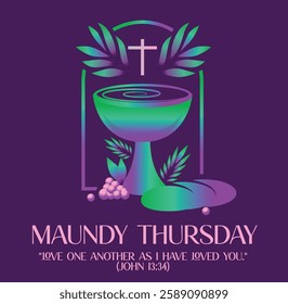 Maundy Thursday logo banner vector Illustration