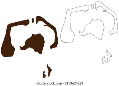 Maupiti island (France, French Republic, Pacific Ocean, Society Islands Archipelago, French Polynesia) map vector illustration, scribble sketch Maupiti map