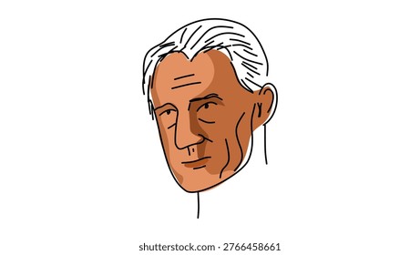 Maurice Ravel portrait, flat vector illustration