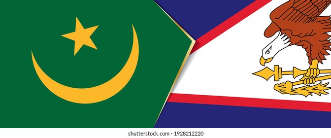 Mauritania and American Samoa flags, two vector flags symbol of relationship or confrontation.
