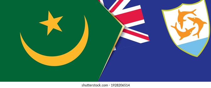 Banderas de Mauritania y Anguila, dos banderas vectoriales símbolo de relación o enfrentamiento.