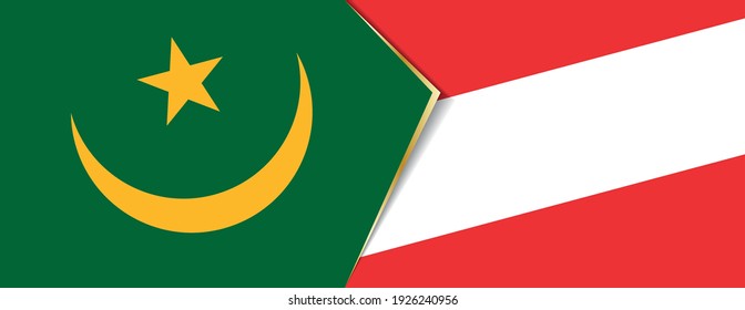 Mauritania and Austria flags, two vector flags symbol of relationship or confrontation.