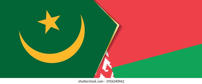Mauritania and Belarus flags, two vector flags symbol of relationship or confrontation.