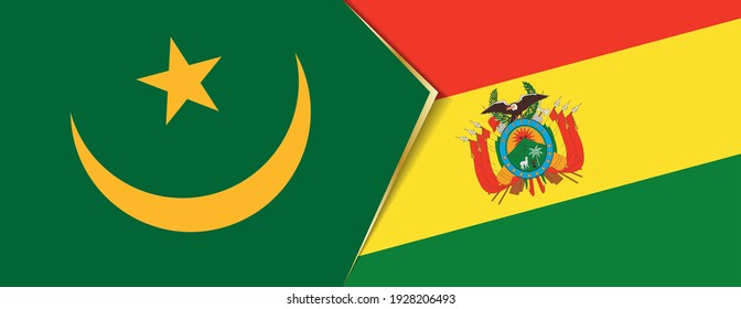 Banderas de Mauritania y Bolivia, dos banderas vectoriales símbolo de relación o enfrentamiento.