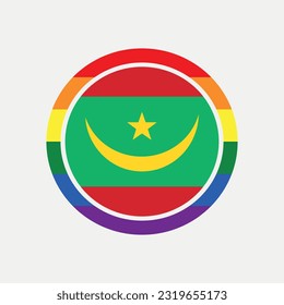 Mauritania country flag circle - lgbt flag graphic element Illustration template design
