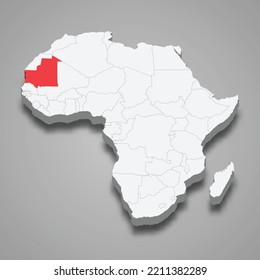 Mauritania country location within Africa. 3d isometric map