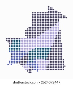 Mauritania dotted map. Digital style map of the country on white background. Mauritania shape with circle dots. Colored dots style. Large size circles. Modern vector illustration.