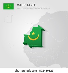 Mauritania Drawn On Gray Map