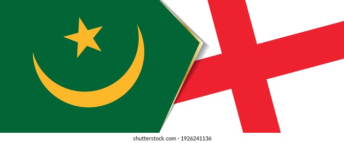 Mauritania and England flags, two vector flags symbol of relationship or confrontation.